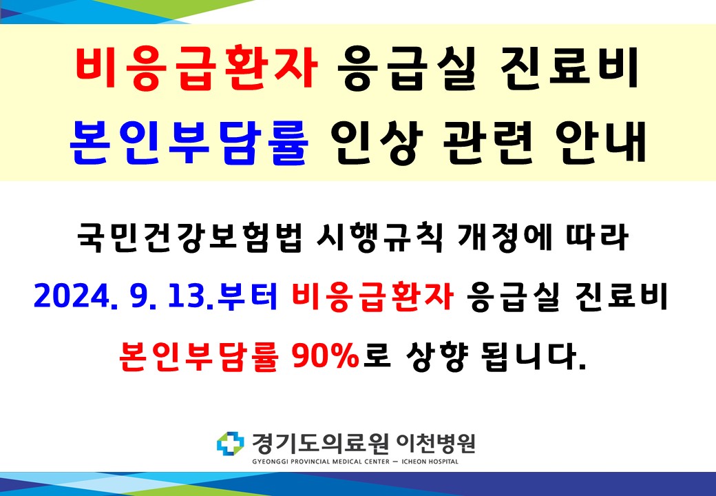 비응급환자 본인부담금 인상안내