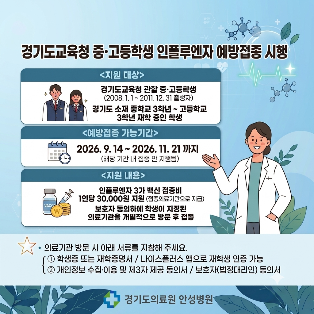 중고등학생 인플루엔자 접종